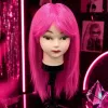 Pink wig models, adult hairstyle display, model shooting props, beauty styling practice supplies Specification image